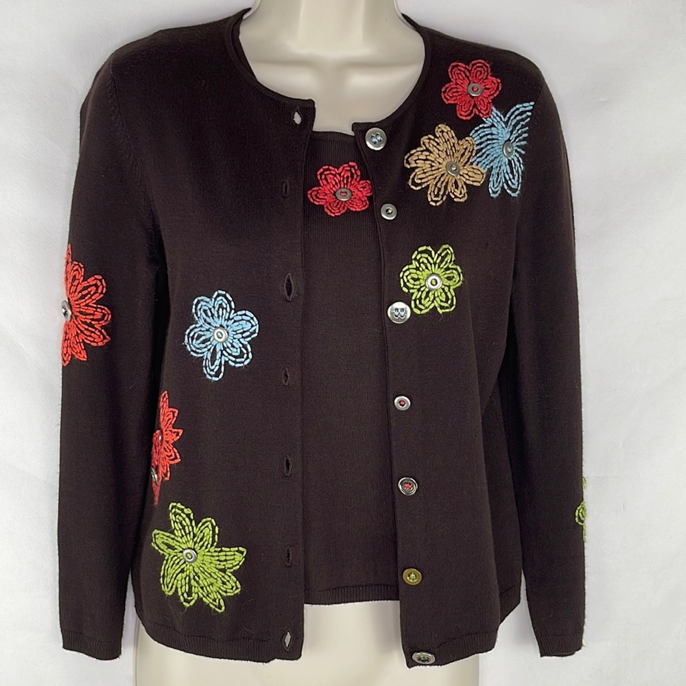 Nouveaux Rich Brown Embroidered Twin Set